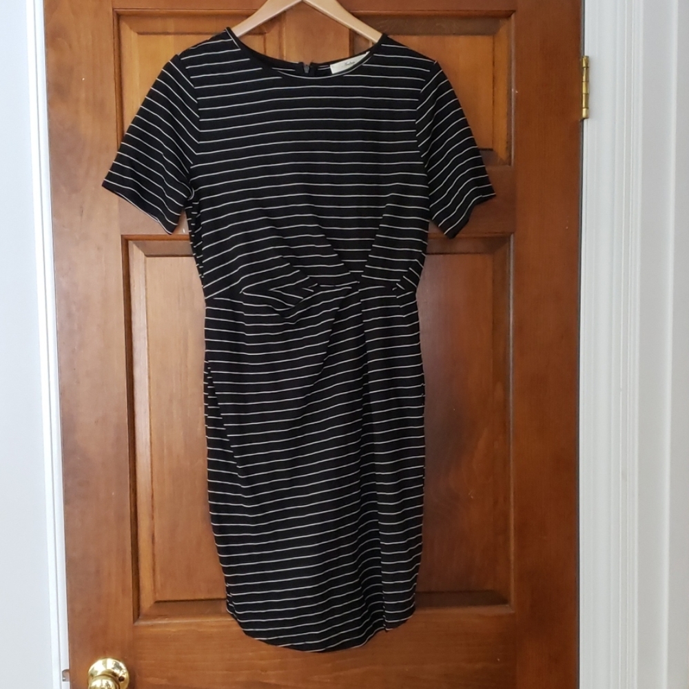 Short black & white striped dress